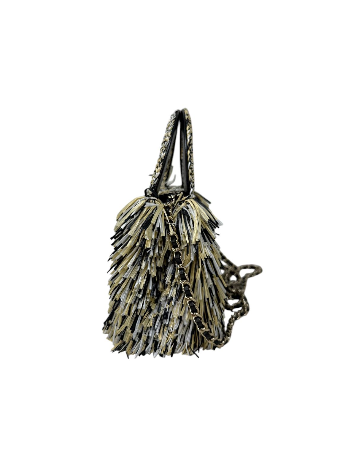 Raffia and Straw Fringe Flap Bag