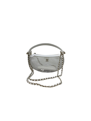 White Mini Round Pouch Mesh