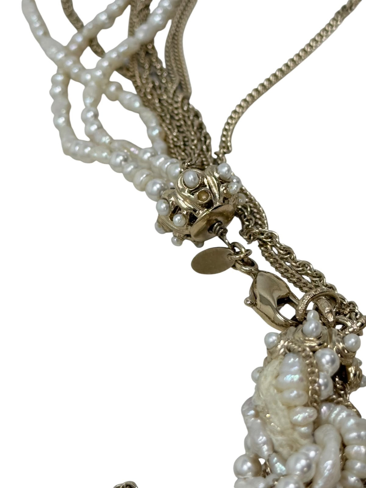 Multi-Strand Pearl & Chain Belt Necklace