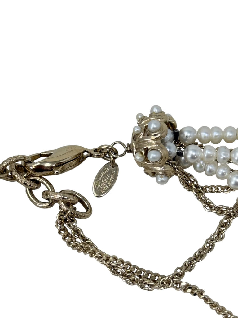 Multi-Strand Pearl & Chain Belt Necklace
