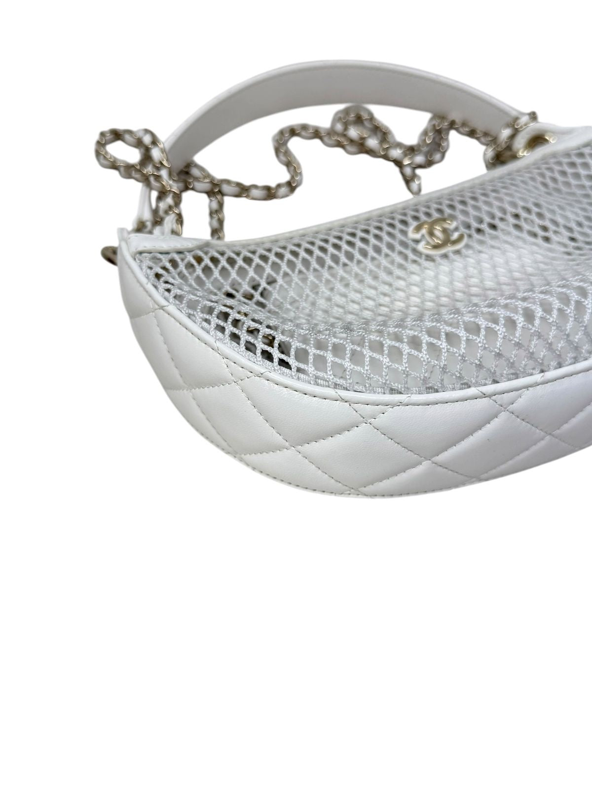White Mini Round Pouch Mesh
