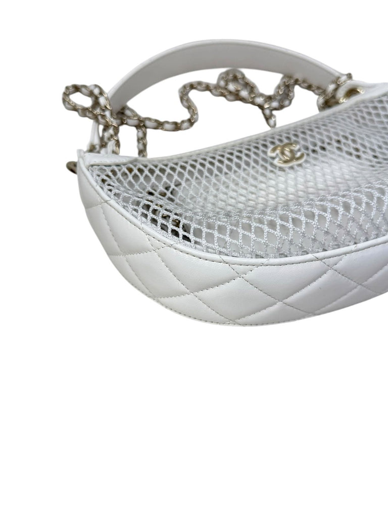 White Mini Round Pouch Mesh