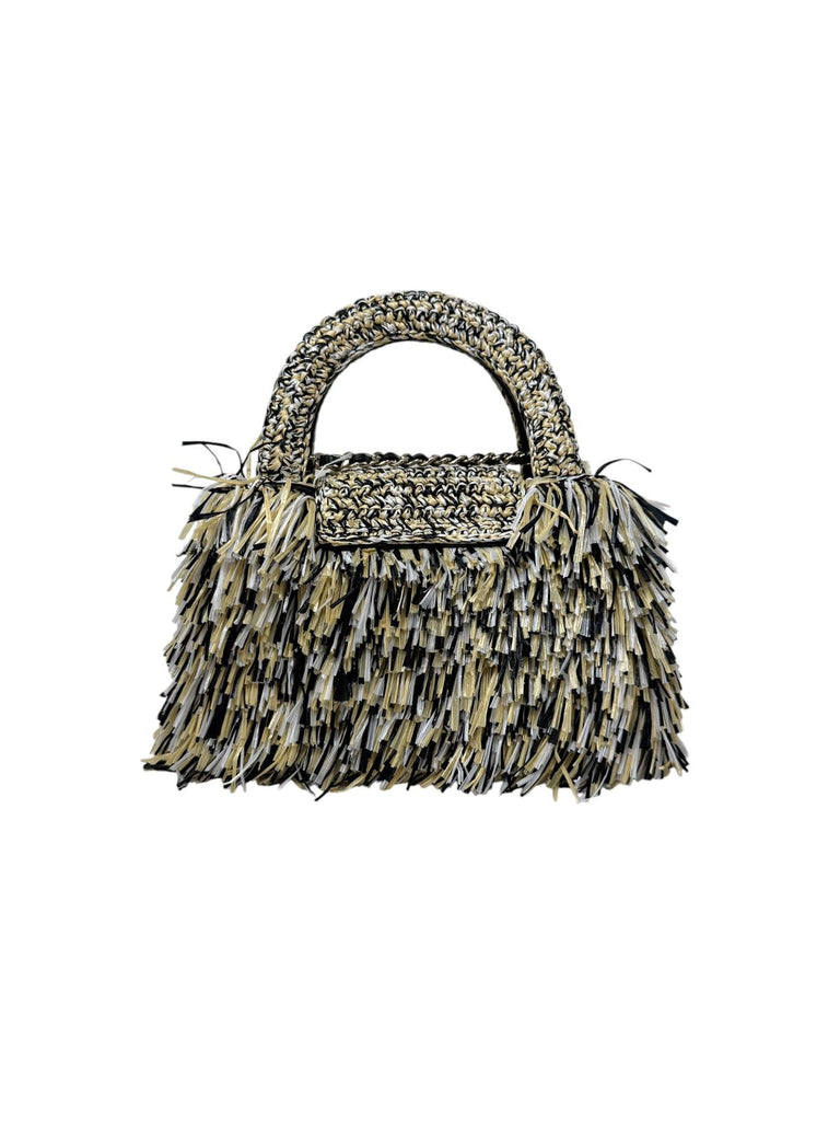 Raffia and Straw Fringe Flap Bag