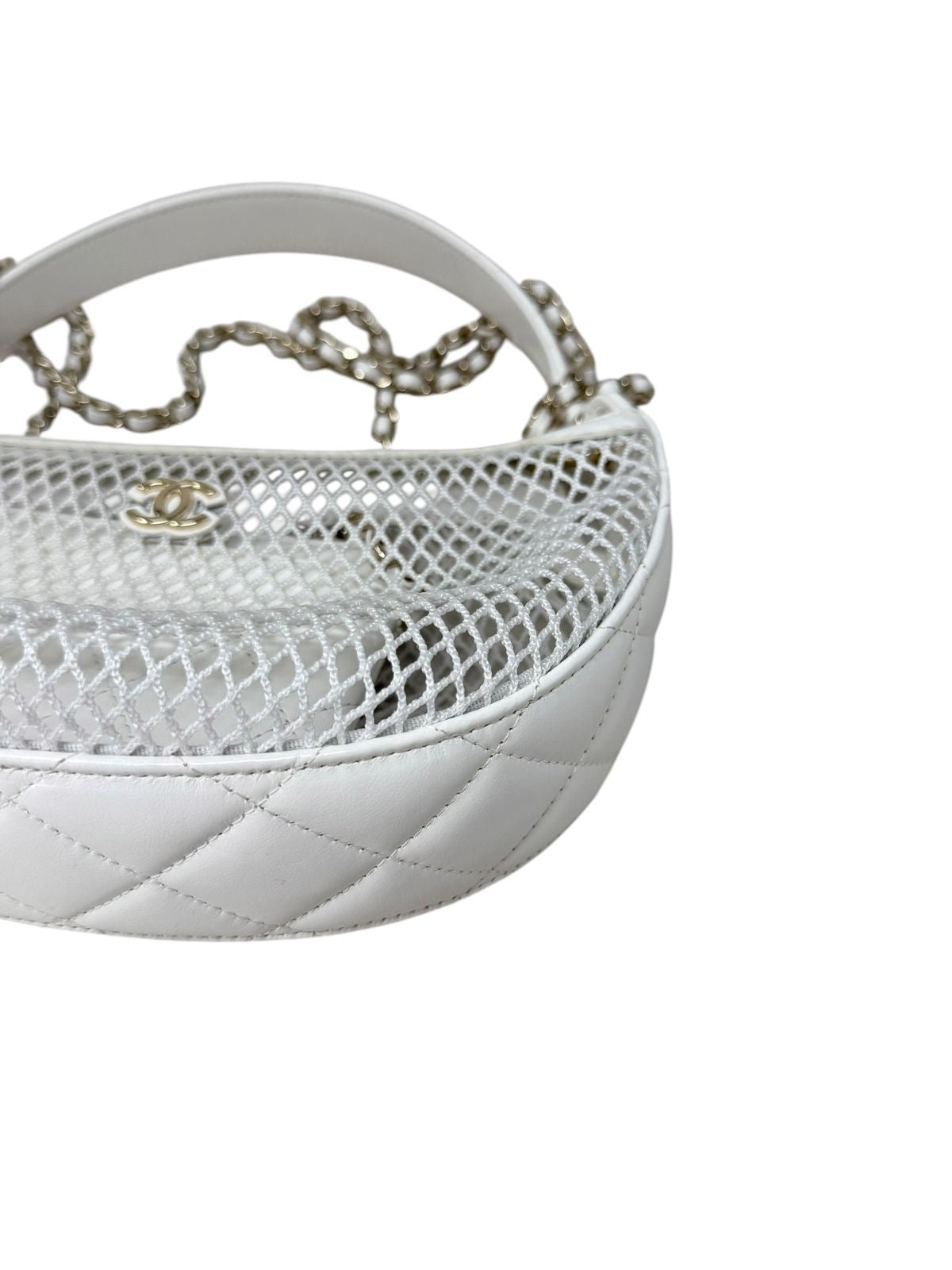 White Mini Round Pouch Mesh