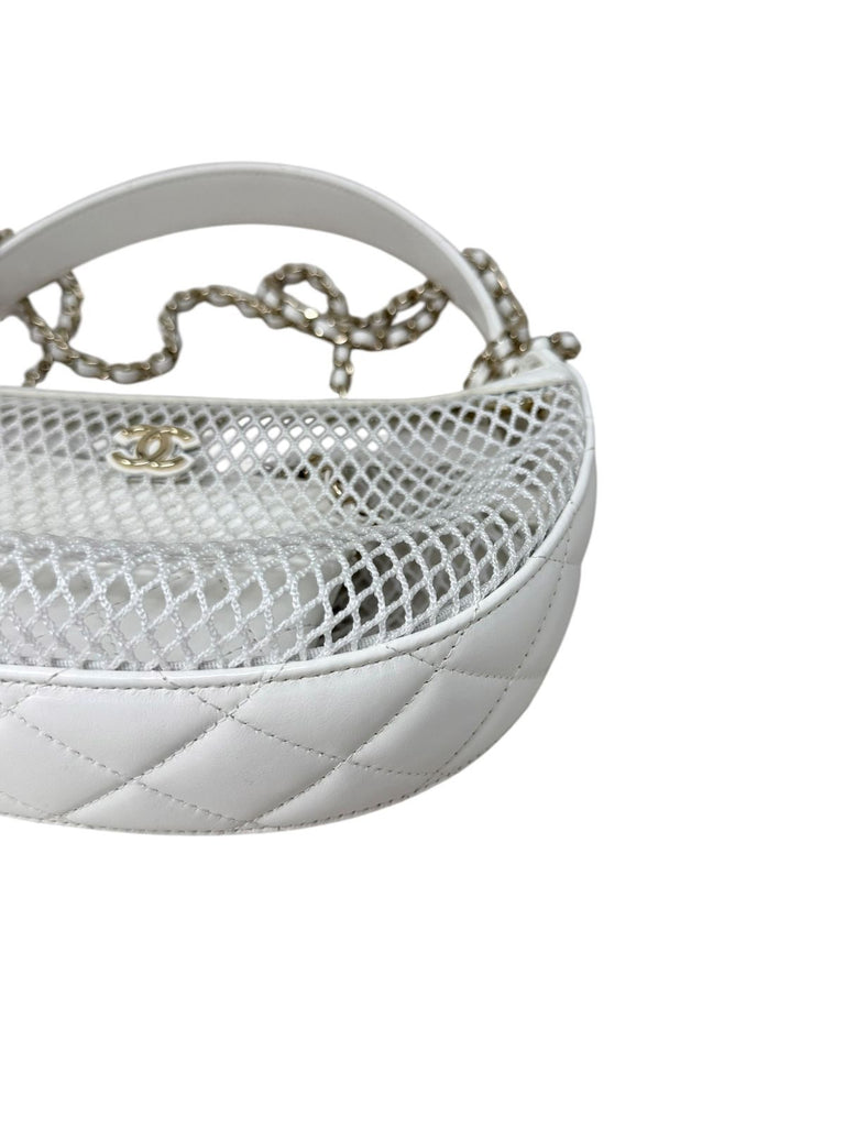 White Mini Round Pouch Mesh