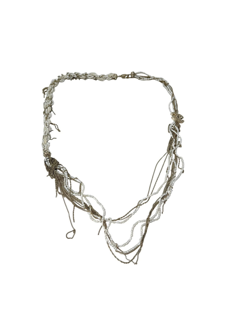 Multi-Strand Pearl & Chain Belt Necklace