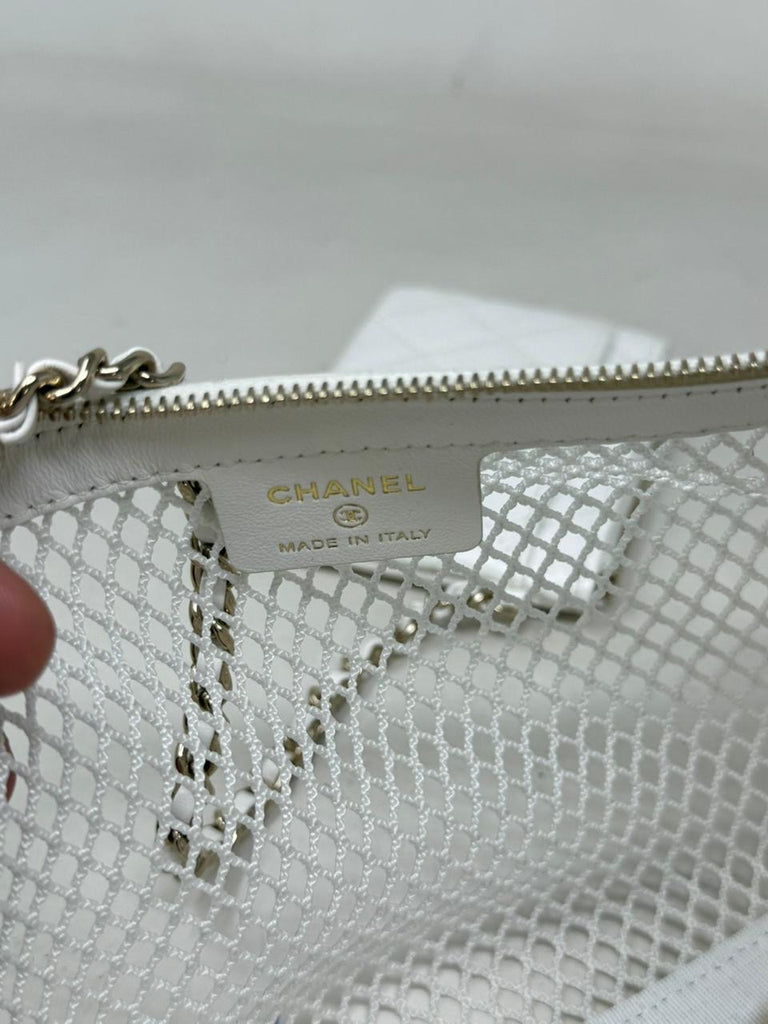 White Mini Round Pouch Mesh