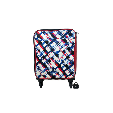 Multicolor Plaid Canvas Airline Trolley