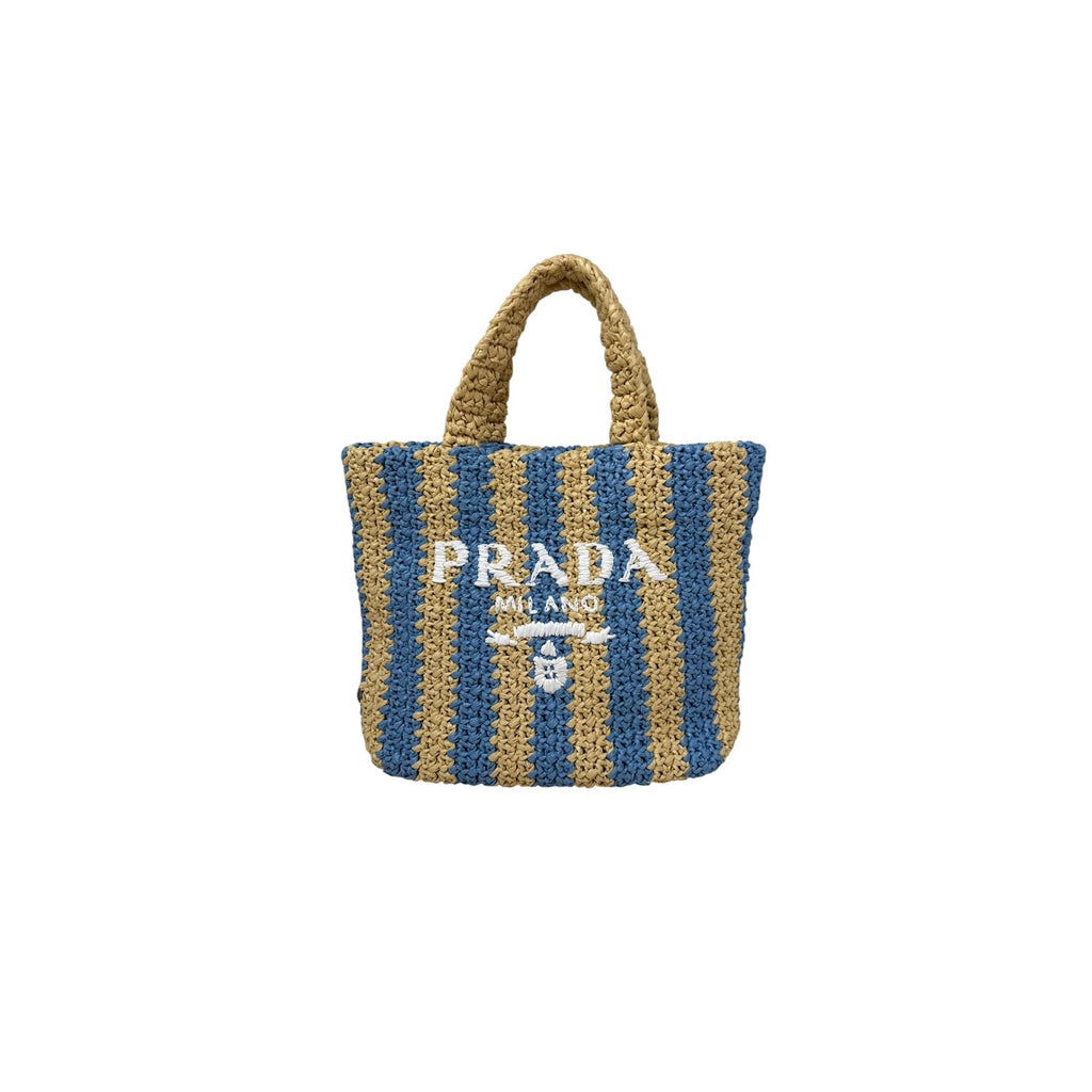 Small Striped Raffia Tote