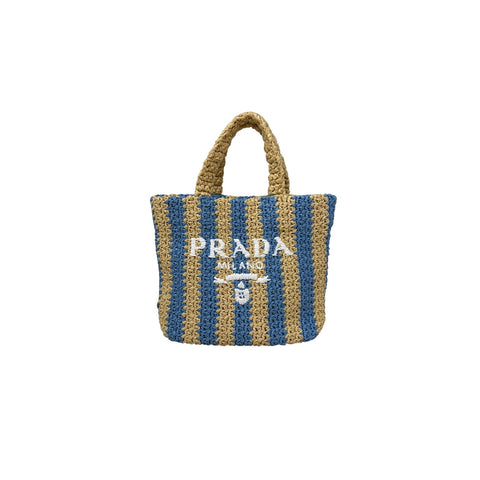 Small Striped Raffia Tote