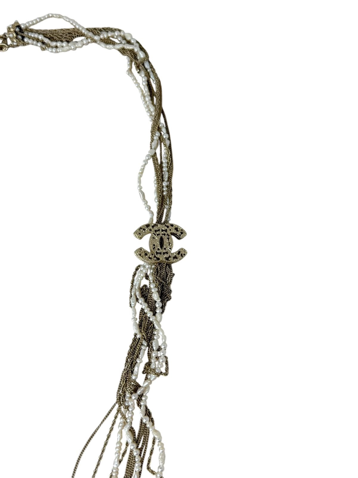 Multi-Strand Pearl & Chain Belt Necklace