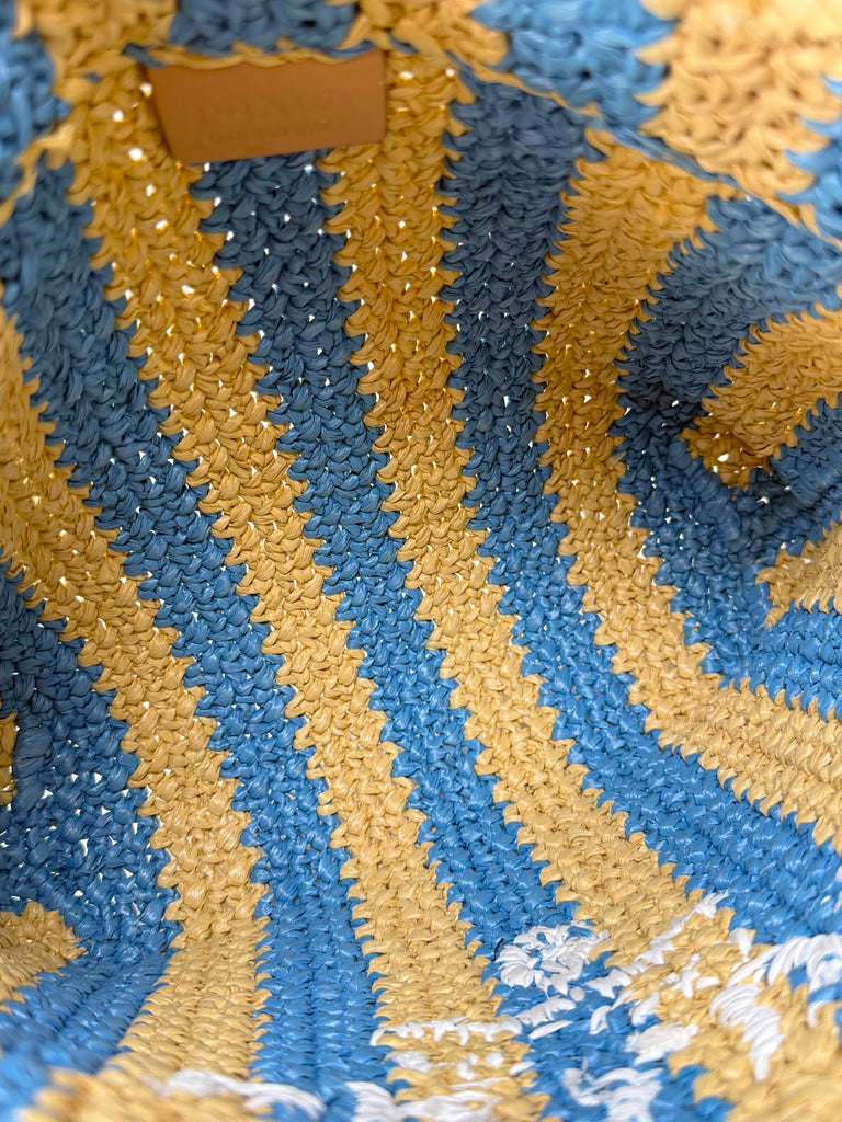 Small Striped Raffia Tote