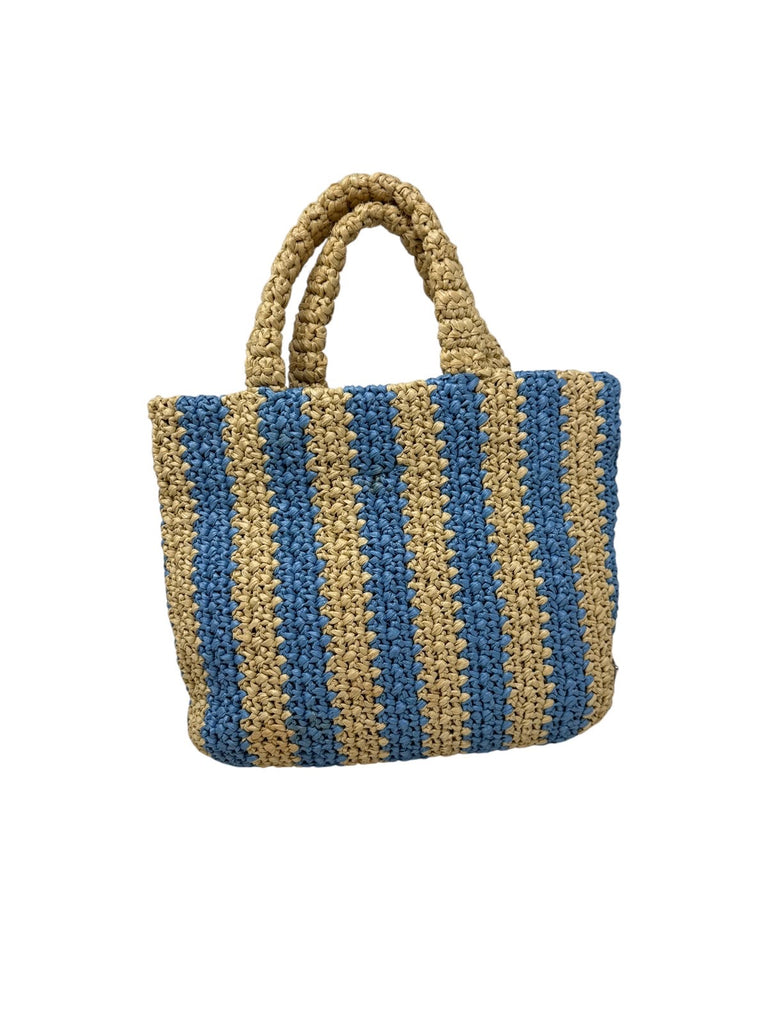 Small Striped Raffia Tote