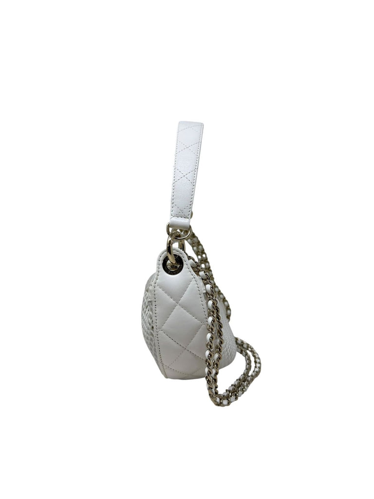 White Mini Round Pouch Mesh
