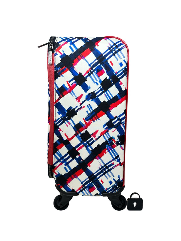 Multicolor Plaid Canvas Airline Trolley