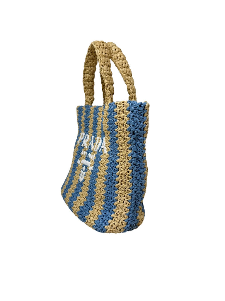 Small Striped Raffia Tote