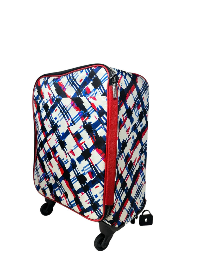 Multicolor Plaid Canvas Airline Trolley