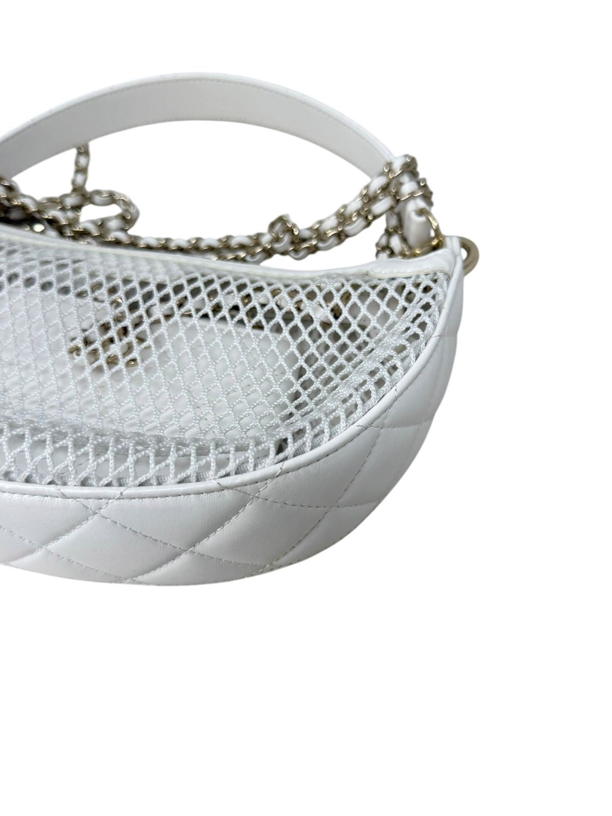 White Mini Round Pouch Mesh