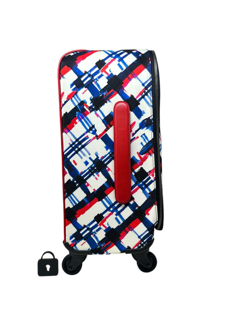 Multicolor Plaid Canvas Airline Trolley