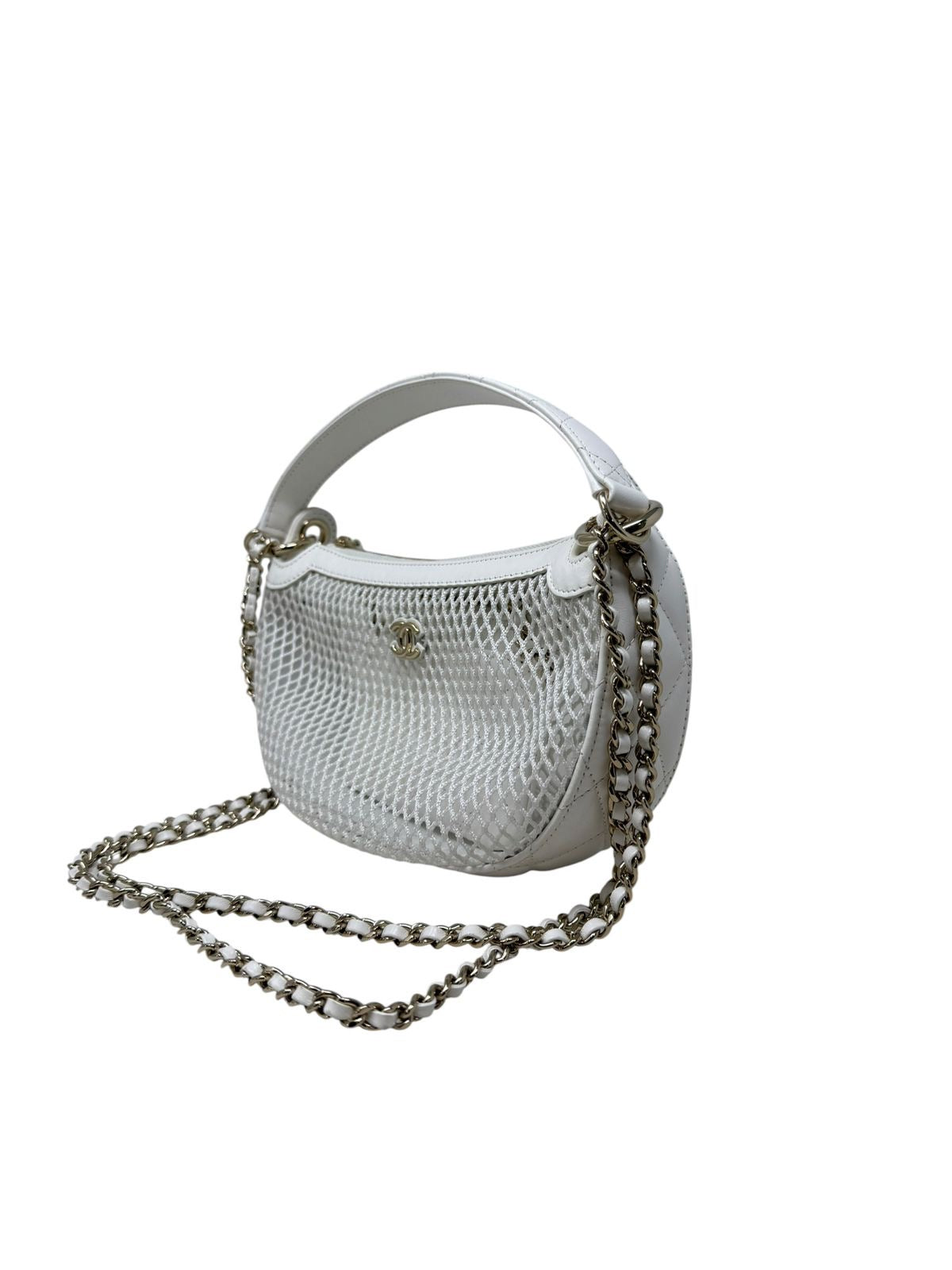 White Mini Round Pouch Mesh