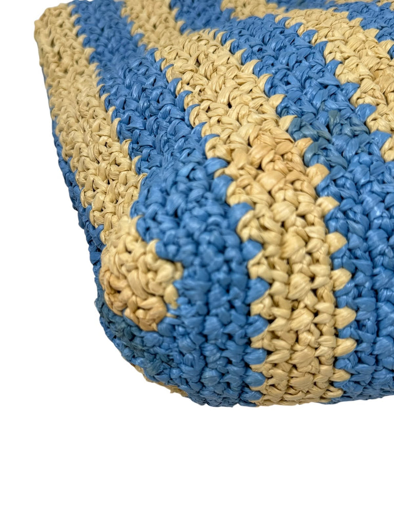 Small Striped Raffia Tote