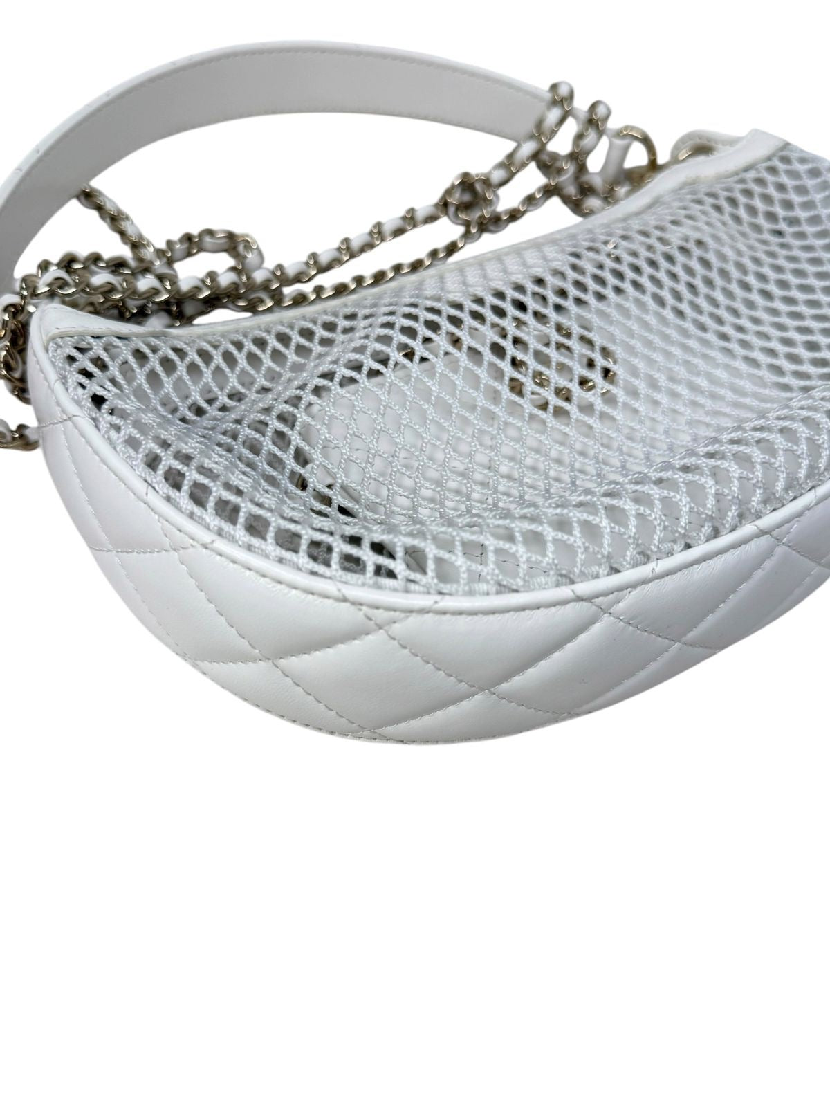 White Mini Round Pouch Mesh