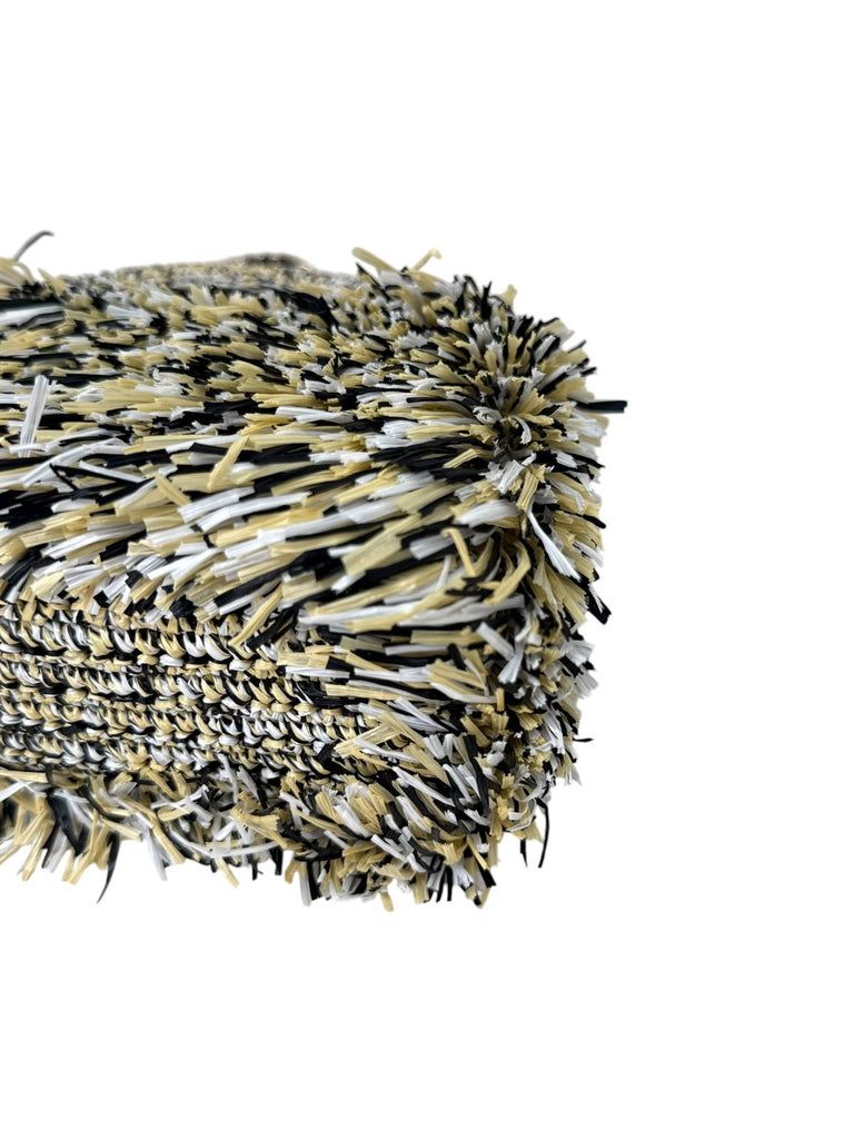 Raffia and Straw Fringe Flap Bag