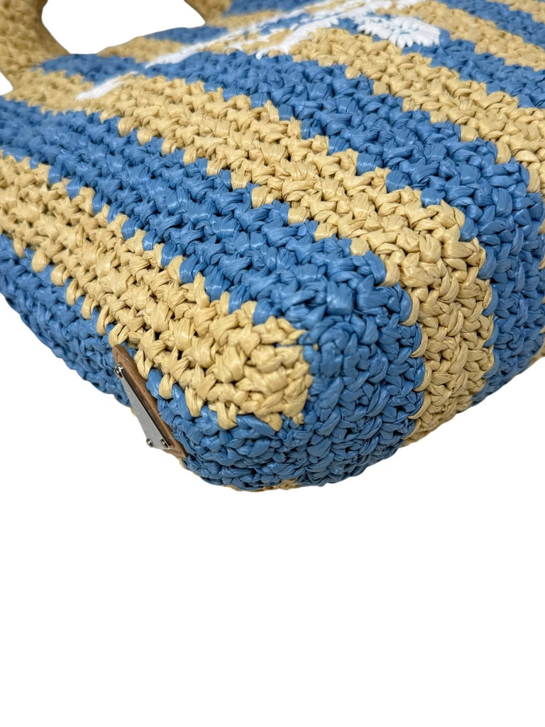 Small Striped Raffia Tote