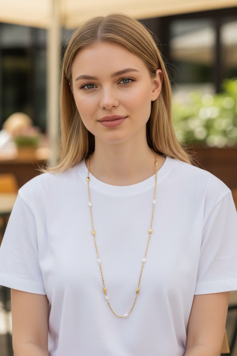 Cadena Dorado con Perlas